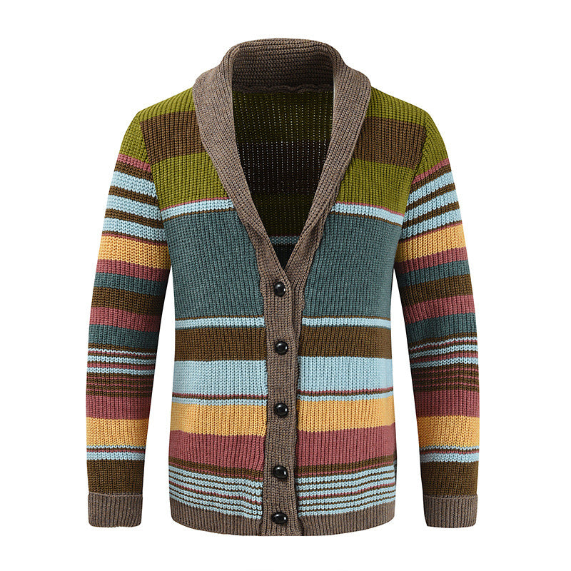 Caleb Multicolor Stripe Button Front Knit Cardigan