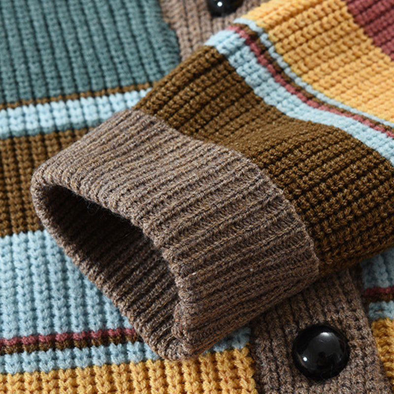 Caleb Multicolor Stripe Button Front Knit Cardigan