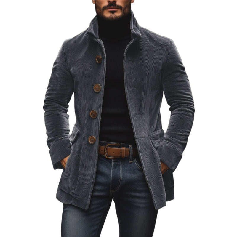 Marcus Single Breasted Flap Pocket Wool Blend Coat