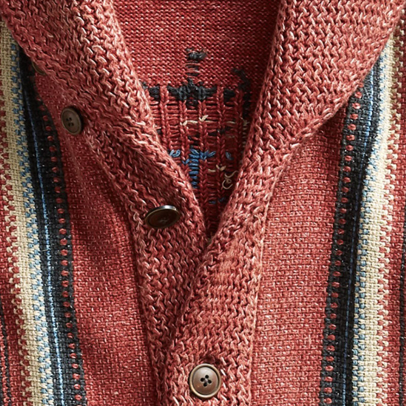 Logan Shawl Collar Button Front Patterned Knit Cardigan
