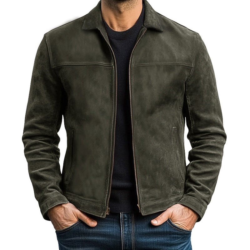 Adrian Zip-Up Classic Collar Faux Leather Jacket