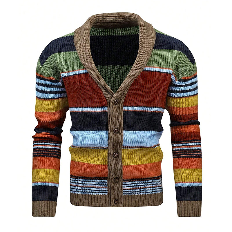 Caleb Multicolor Stripe Button Front Knit Cardigan