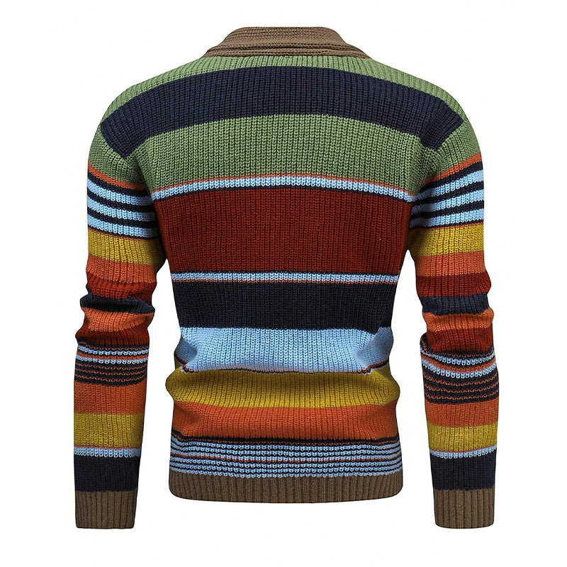 Caleb Multicolor Stripe Button Front Knit Cardigan