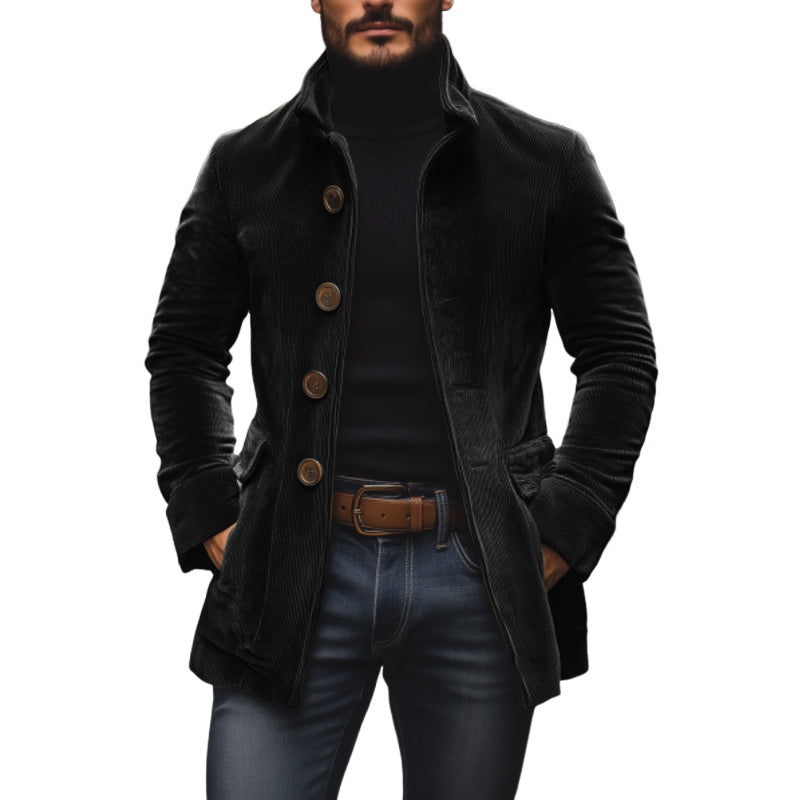 Marcus Single Breasted Flap Pocket Wool Blend Coat