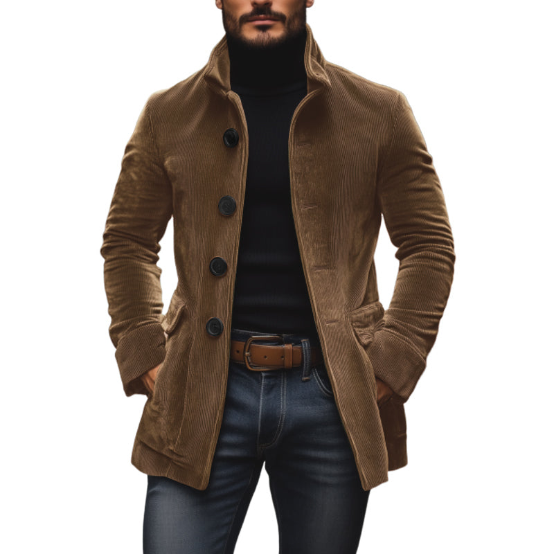 Marcus Single Breasted Flap Pocket Wool Blend Coat