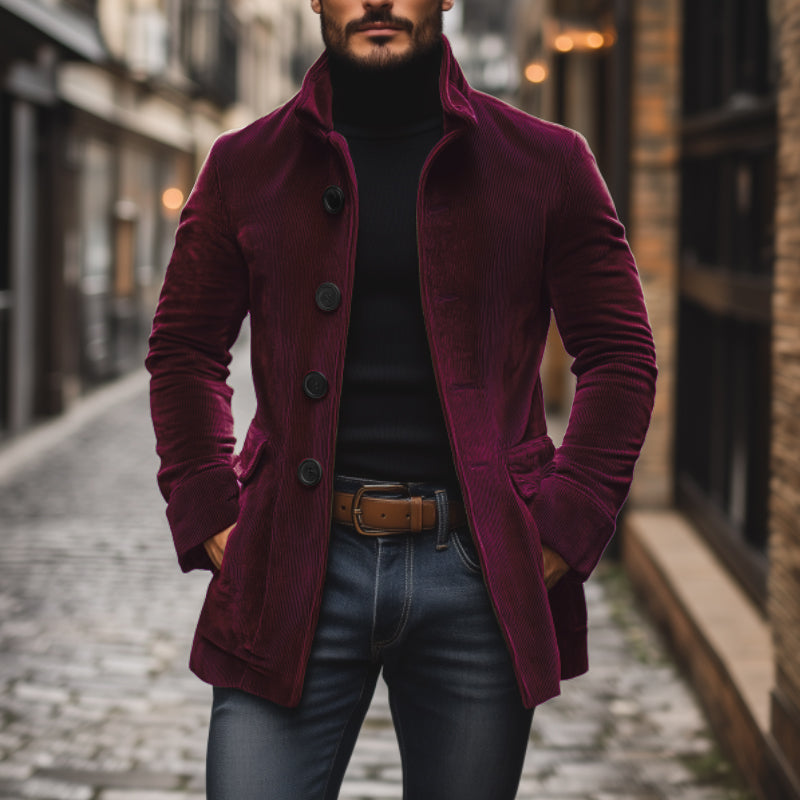 Marcus Single Breasted Flap Pocket Wool Blend Coat