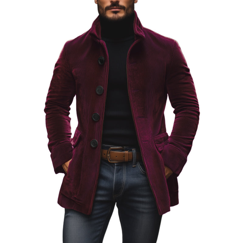 Marcus Single Breasted Flap Pocket Wool Blend Coat