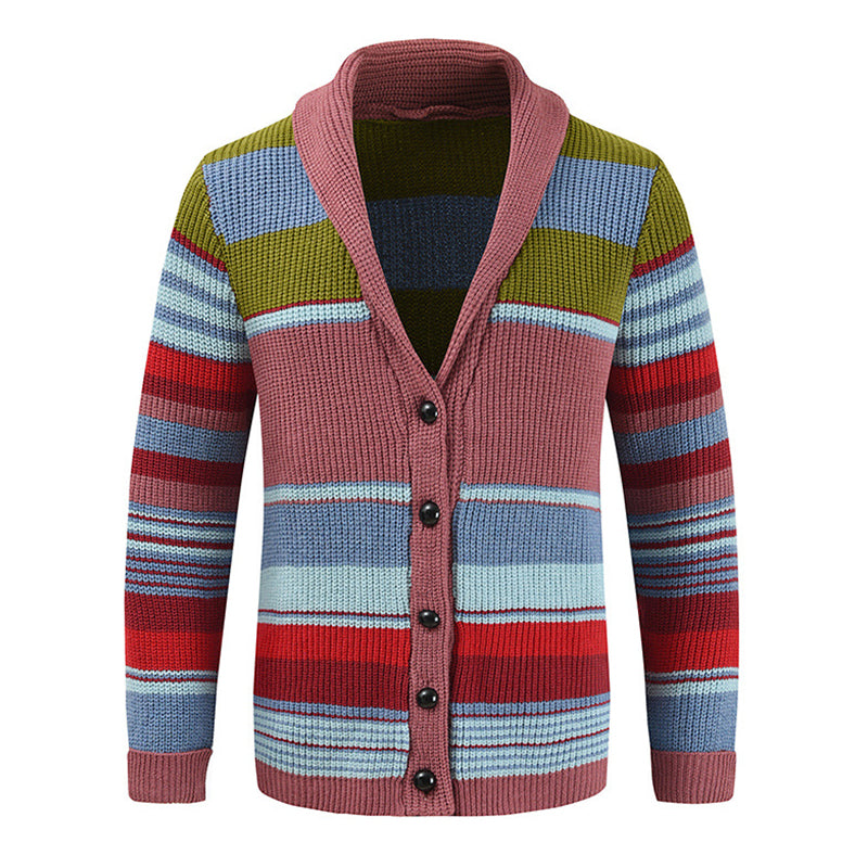 Caleb Multicolor Stripe Button Front Knit Cardigan