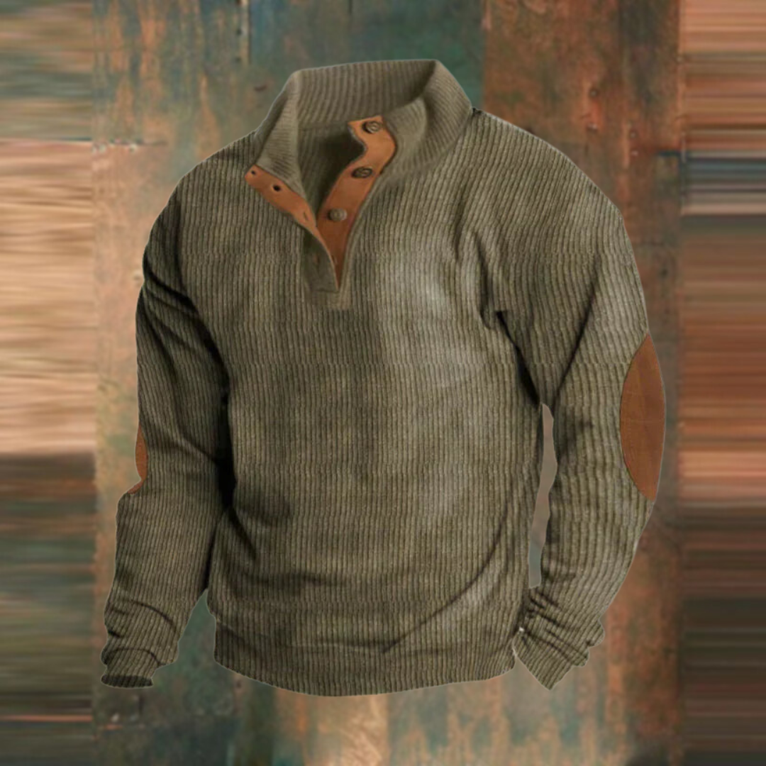Anders Warm knitted sweater with leather details