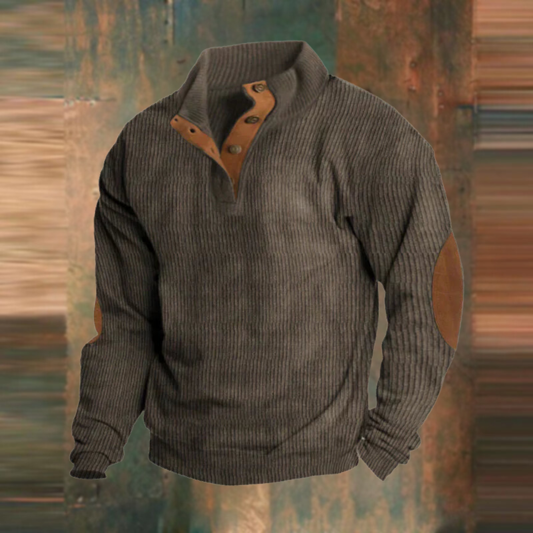 Anders Warm knitted sweater with leather details