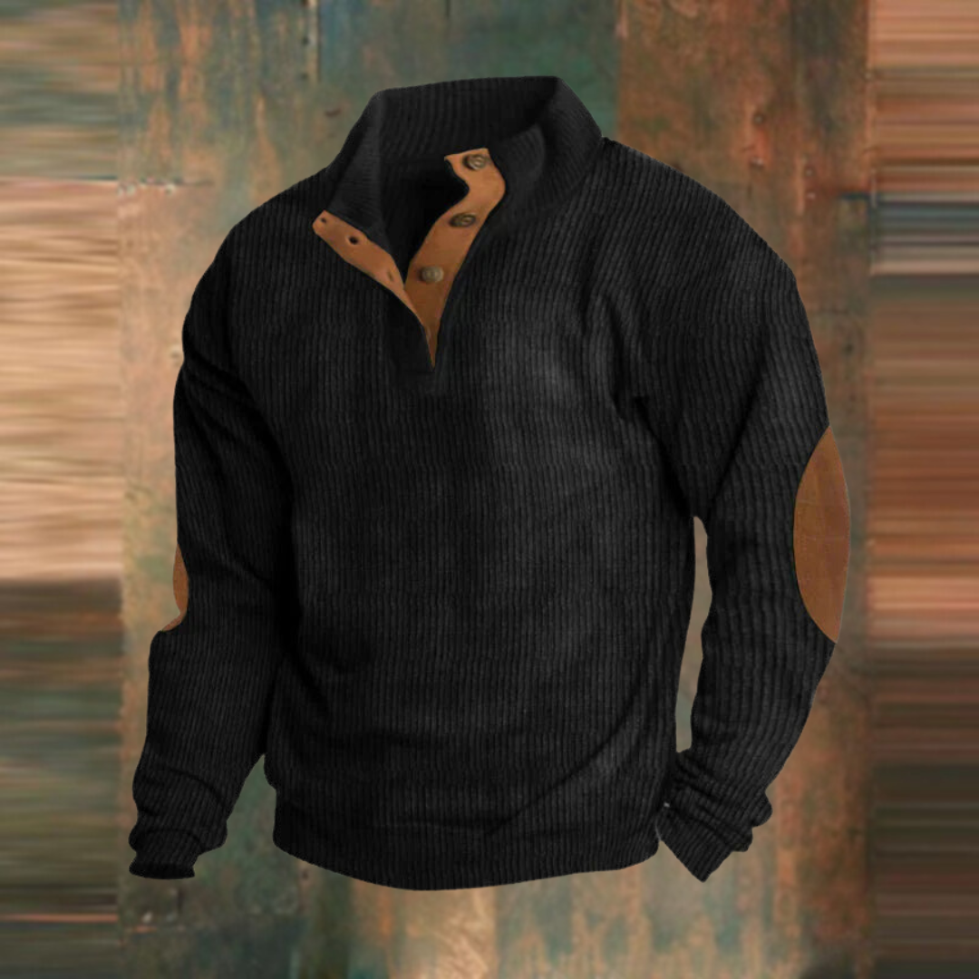 Anders Warm knitted sweater with leather details