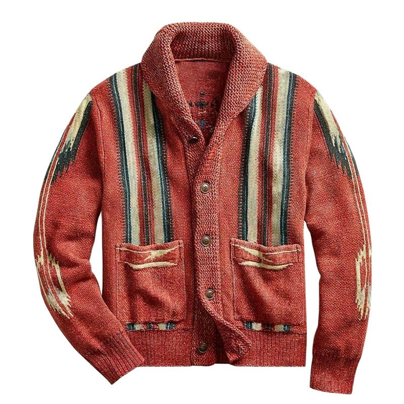 Logan Shawl Collar Button Front Patterned Knit Cardigan